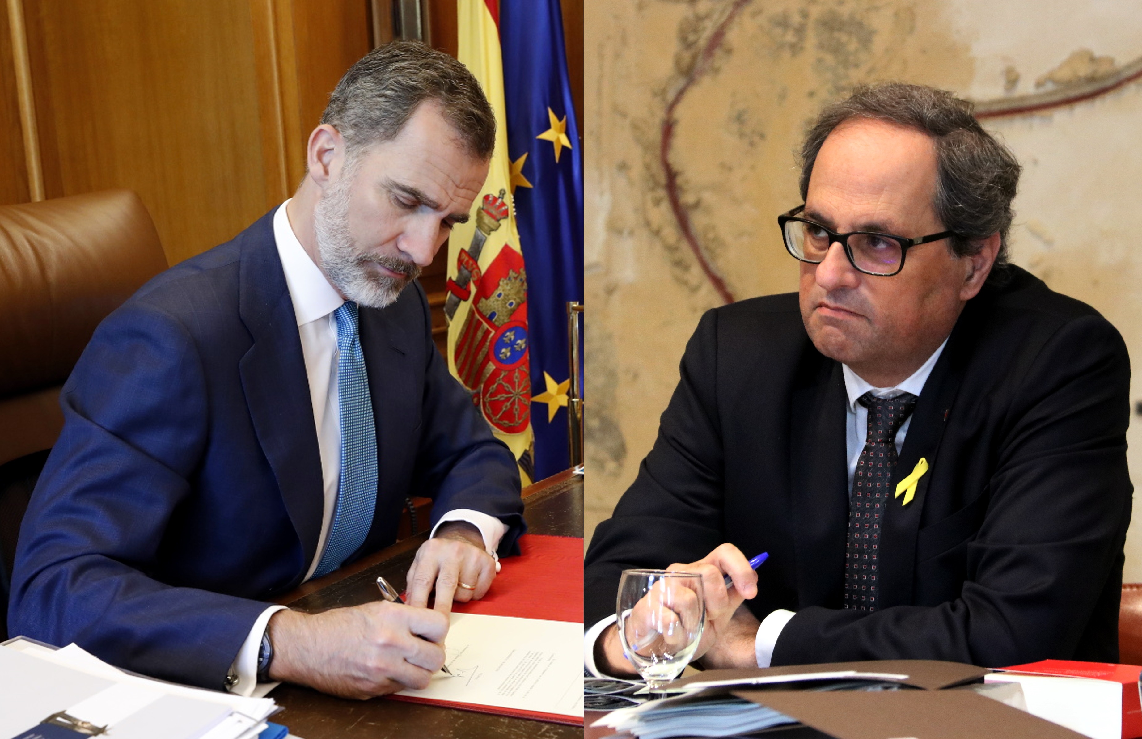 Spanish king Felipe VI (left) and Catalan president Quim Torra (Images by ACN and Casa Real)